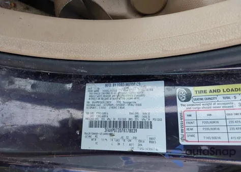2007 Ford Fusion Se from USA, damaged, VIN 3FAHP07Z07R178039